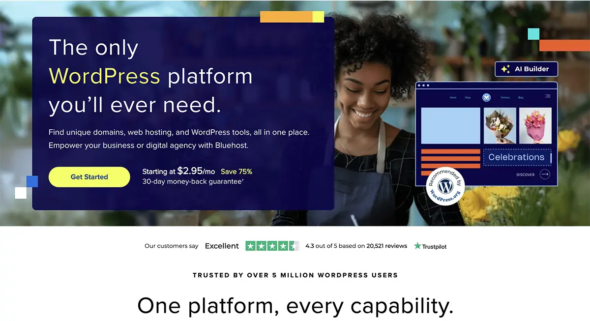 Bluehost Review Screenshot