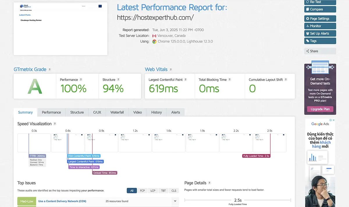 Vultr Hosting Review GTMetrix