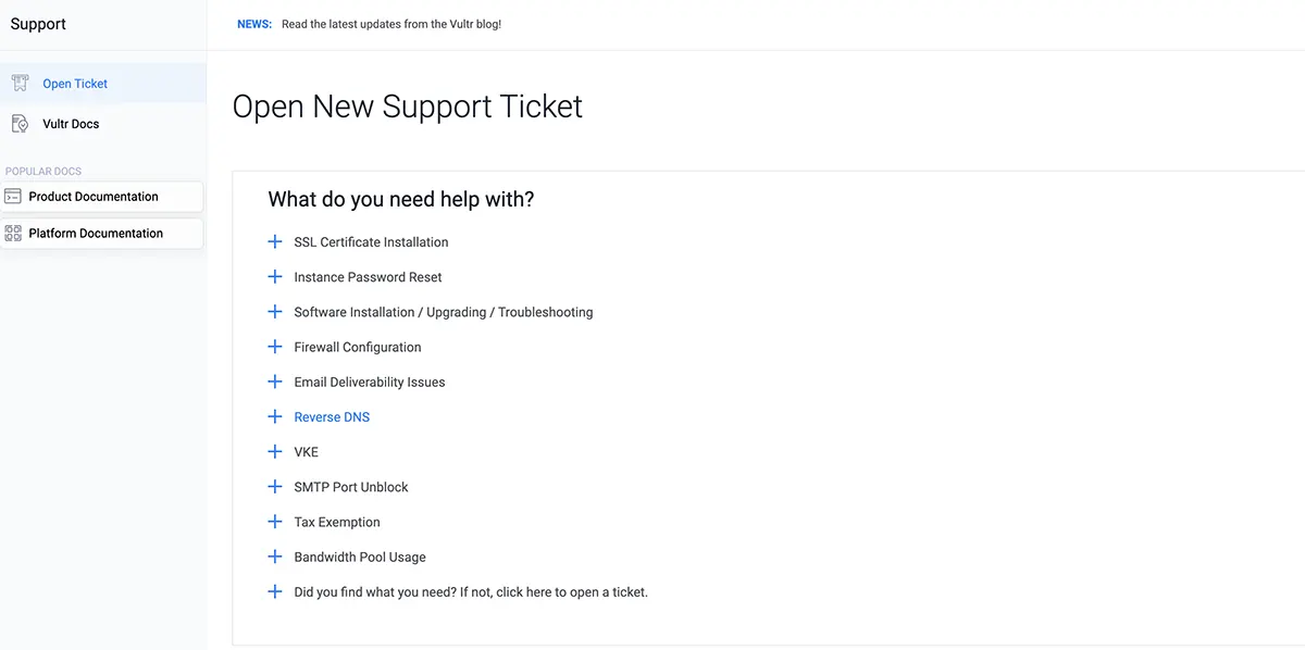 Vultr Hosting Review Support